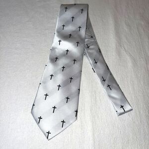 Silver and Black Cross Neck Tie